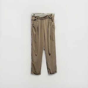 Thread & Supply Paper Bag Cropped Pants M Women Trousers Olive Green